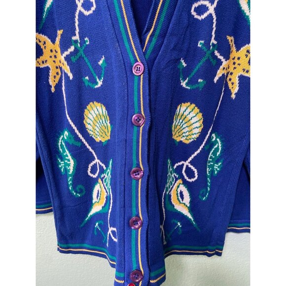 Vintage Pendleton Women's Beach Petite Blue Button Up Sweater‎ Cardigan Medium - Picture 2 of 8